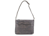 Milleni Ladies Nappa Leather Zip Closure Cross Body Bag Travel - Slate V563-NL2439-SLATE