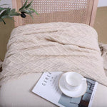 SOGA 2X Beige Diamond Pattern Knitted Throw Blanket Warm Cozy Woven Cover Couch Bed Sofa Home Decor BLANKET922X2