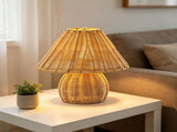 9" Rattan Portable Lamp, USB Rechargeable Cordless Wicker Desk Lamp with Dimmable LED, Boho Design V1366-AZ2-W-14217