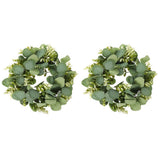 2pcs Green Eucalyptus Leaf Wreath Festival Celebration Wreath Front Door Decorative Garland V1366-AZ2-W-13650