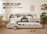 Artiss Single Daybed Velvet Trundle Bed Frame Tufted Guest Bed BFRAME-G-BELLA-S-WH-ABC