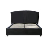 Roman Bed Frame Double Size Black Velvet Fabric with Gas Lift plywood metal structure V43-BED-RMN-DBL