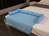 Cooling Summer Pet Mat with Bolster Soft Raised Edges Breathable Ice Silk Fabric Rectangular Bed for V1341-ZY-VPJ7R7KM-LIGHTGREY-9090CM