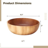 Handcrafted Acacia Wooden Bowl 9.3", Versatile Large Serving/Salad/Snack Bowl for Home, Kitchen V1369-AZ3-W-08822