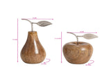 Set 2 Asst Handcrafted Apple & Pear W Antique Silver Leaf 17cm V637-59071APL
