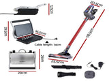 Devanti K7 Cordless Stick Vacuum Cleaner plus Sandwich Maker Panini Press VAC-K7-RD-SM-1SET-BK