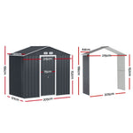 Giantz Garden Shed Outdoor Storage 2.15x1.74M Tool Workshop House w/Extension Kit SHED-GAB-4X7-AB-EXT