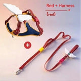 3D Angel and Devil Wing Harness and Leash Set for Cats and Dogs, Escape-Proof No-Pull Walking Vest V1341-ZY-HTPSQ2DB-BLUEHARNESSLEASHSET-L