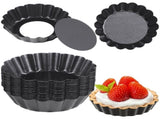 16PCS Mini Removable Bottom Tart Pans, 3" Nonstick Carbon Steel Fluted Cake Molds, Flower Shape Mini V1369-AZ3-W-08634