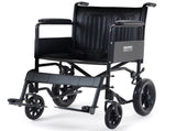 EQUIPMED Folding Transit Manual Wheelchair, Attendant Propelled, Steel Frame, Wide Seat, Comfortable V219-HELWLCEQB51A