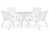 Gardeon 5PC Bistro Set Outdoor Table and Chairs Stackable Patio Furniture White FF-STA-AL80-WH-4CH