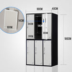 Fortia 6 Door Metal Storage Cabinet Lockers for Gym Office - Black and Grey V219-STLFOA6DBK