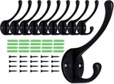 10 Pack Coat Hooks Wall Mount, Black Heavy Duty Zinc Alloy Rustic Utility Hooks with 20 Screws, Max V1237-ZY00B092YQMVC6