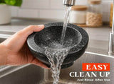 Granite Mortar and Pestle Set, 480ml Heavy Duty Stone Grinder Bowl with 15.5cm Pestle, Dark Grey, V1181-HI021