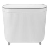 White Plastic Trash Can, Slim, Space-Saving, Lidded, Silent Operation, for Home V1369-AZ3-W-22811