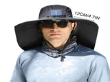 Solar Powered Fan Sun Hat with Neck Flap for Men Wide Brim Outdoor Fishing Hat USB Rechargeable 3 V1366-AZ2-W-14725