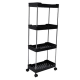 Rolling Cart Widened PP Stainless Steel 4 Tier with Wheels Storage Trolley for Bathroom Toilet V1294-YM0901-3117240164312
