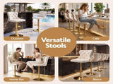 Artiss 4x Bar Stools Counter Chair Kitchen Adjustable Nailhead Trim Velvet Ivory BA-K-1105-IVX4