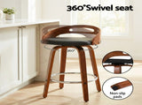 Artiss 2x Bar Stools Swivel Dining Chairs Low Back Counter Seat PU Cushion BA-TW-8566-BKX2-AB