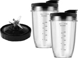 Blender Replacement Parts for Ninja, 24oz Ninja Blender Cups with To-Go Lids, 7 Fins Extractor V1258-DP02-C-106