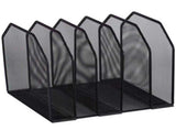 Mesh File Organizer, 5 Slot Vertical Desk File Holder, Black Metal Document Sorter, Detachable V1369-AZ3-W-08647