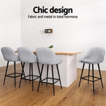 Artiss 4x Bar Stools Upholstered Stool Counter Seat Kitchen Dining Chairs BA-TW-8089-GYX4