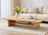 Artiss Coffee Table 110cm Center Table with 2-Tier Open Storage Shelf Wood FUR-S-COF13-WD