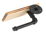 lIron Pipe Wall Mount Paper Holder Rack Wood Shelf Bathroom Toilet V1294-YM0722-JY01086