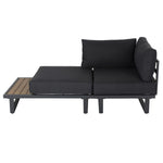 Modern Outdoor 7 Piece Lounge Set with Slatted Polywood Design Tables V264-OTF-535A-BLK-7PC