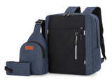 Blue 3 Piece Mens Backpack Set with Sling Bag and Pouch USB Charging Port Large Capacity Laptop V888-ELOSUNG40688