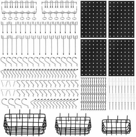 127Pc Pegboard Hooks Set Storage Baskets Organizer Hanger Inc. 4 Small Peg Board V465-97790