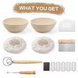 2 x 9" Sourdough Bread Proofing Set Bread Making Kit Round Bowls V63-847701
