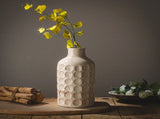 Ceramic Rustic Farmhouse Vase,Neutral Cream Vases Pottery Decorative Floral Textured Vase for Home V1192-AZ-W-15849