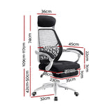 Artiss Mesh Office Chair Recliner Black White OCHAIR-H-996-WH-BK