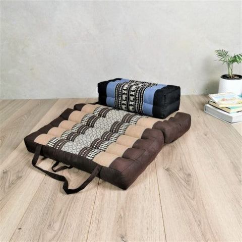 Foldable Meditation Cushion Brown + Seating Block Set BRWBlueEle V574-TTP-2STBRO-YB-BLUEELE