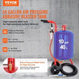 10Gal/40L Sandblaster Equipped w/Nozzle Shut-Off Valve Pressure Gauge Ceramic Nozzle Rubber Wheels V952-40LPSJ00000000001V0