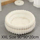 Large Removable Faux Rabbit Fur Round Pet Bed, Thick Cushion Moisture-Proof All Season Pet Rest Bed, V1221-XM-LB2815-GM115