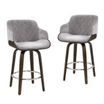 Artiss 4x Bar Stools Swivel Velvet Padded Wooden BA-TW-8908-GYX4