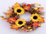 Fall Wreath 20' Autumn Front Door Wreath Harvest Wreath with Small Pumpkin Berry Round Leaves Fall V1366-AZ2-W-20036