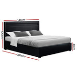 Artiss Bed Frame Double Size LED Gas Lift Black COLE BFRAME-E-COLE-D-BK-ABC