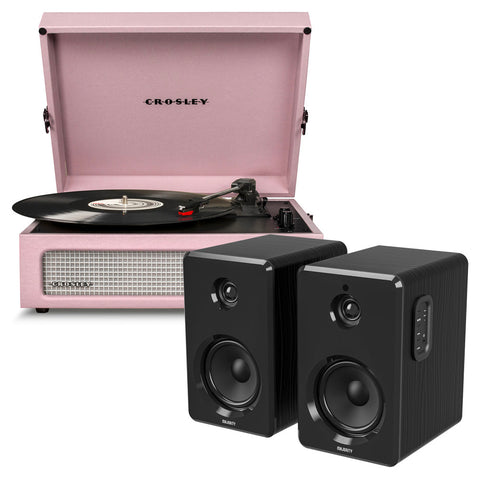 Crosley Voyager Bluetooth Portable Turntable - Amethyst + Bundled Majority D40 Bluetooth Speakers V398-CR8017BMY-AM4