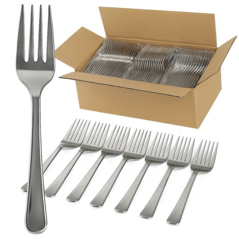 1200x Reusable Plastic Forks Cutlery Bulk BPA Free Extra Strong - Gloss Silver V563-PC1955S-50-1BOX