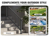Handrails for Outdoor Steps, 5 Step Stair Hand Rail Kit, Transitional Carbon Steel Railings with V952-BPXGMDZLSLZFDP9MRV0