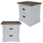 Fiona Set of 2 Bedside Table 2 Drawers Storage Cabinet Nightstand White Grey V315-VOB-FOLK-03-2PC-KIT