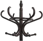 Brown Coat Rack with Stand Wooden Hat and 12 Hooks Hanger Walnut tree V178-93909