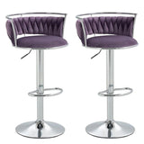 SERENIT Silver Swivel Upholstered Velvet Adjustable Height Counter Stool with Metal Frame Voilet V255-GP2311R-VOILET