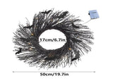 Black Bat Wreath Halloween Wreath For Front Home Wall Decor For Halloween Night Lighted Bat V1192-AZ-W-27957
