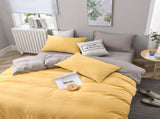 Gray And Yellow Stitching Ultra-Soft Solid Color 4-Piece Bedding Set - Queen Size V888-ELOSUNG21503