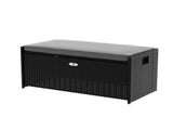 Gardeon Outdoor Storage Bench Box Wicker Garden Sheds Tools Cushion Patio Furniture Black ODF-OSB-RAT-BK