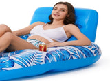 Inflatable Pool Lounger Float with Backrest & Cup Holders U-Shaped Floating Chair for Pool, Lake, V1107-CS-CQTYFP